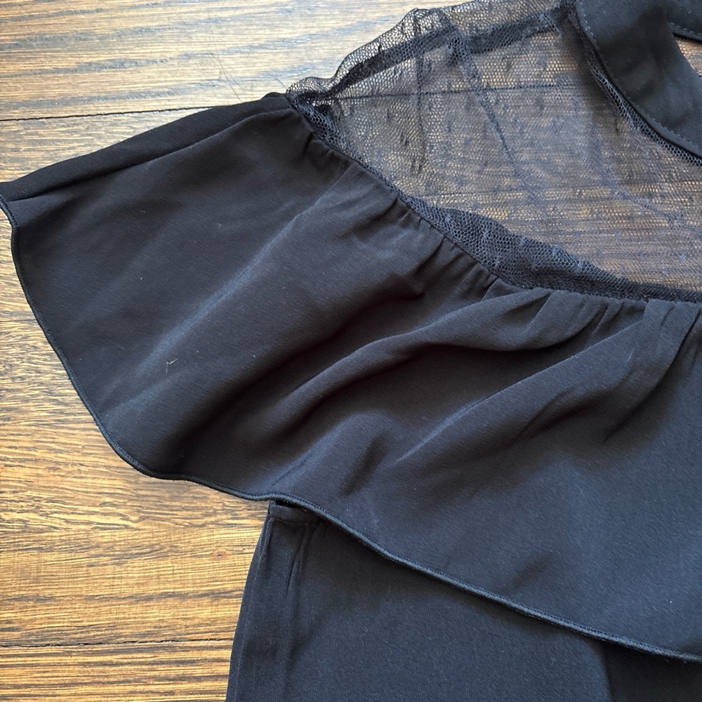 Chic Black Ruffle Blouse - Picture 2 of 6
